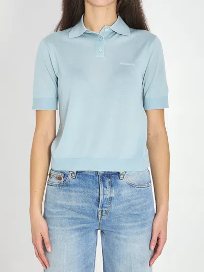 Gucci Logo-embroidered Short-sleeved Polo T-shirt In Blue