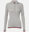 Gucci Cashmere And Silk Polo Top With Web In Pink