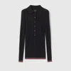 Gucci Cashmere And Silk Polo Top With Web In Black