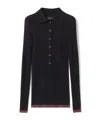 Gucci Cashmere And Silk Polo Top With Web In Black
