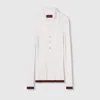 Gucci Cashmere And Silk Polo Top With Web In White