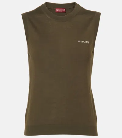 Gucci Cashmere And Silk Sweater Vest In Green
