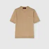 Gucci Cashmere And Silk Top With Intarsia In Brown