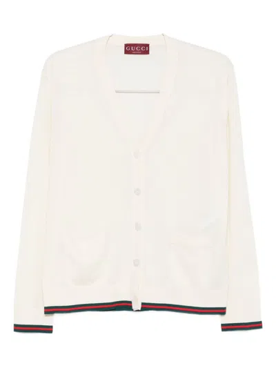 Gucci Women Cashmere And Silk Vlend Cardigan In White