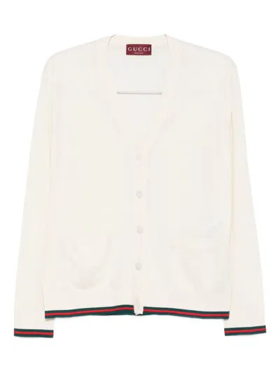 Gucci Women Cashmere And Silk Vlend Cardigan In White