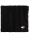 Gucci Women Cashmere And Wool Scarf With Gg Tag In Black