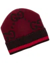 Gucci Gg Knit Cashmere Beanie In Red