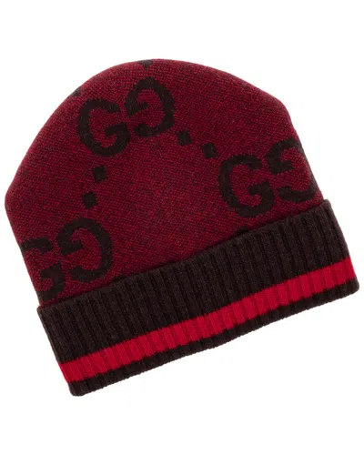 Gucci Gg Knit Cashmere Beanie In Red