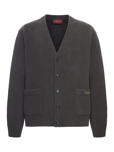 Gucci Cashmere Blend Cardigan In Green