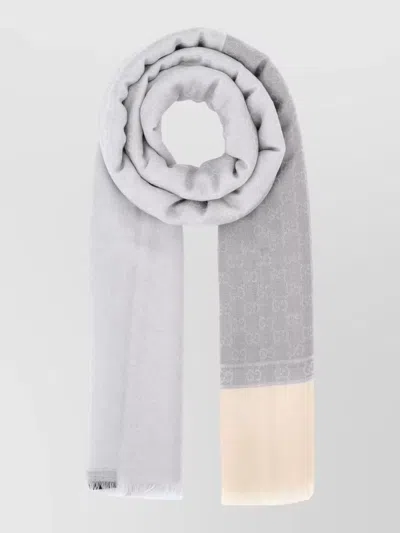 Gucci Cashmere Blend Scarf Embroidered Two Tone In Gray