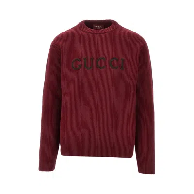GUCCI CASHMERE-BLEND SWEATER WITH LOGO INLAY
