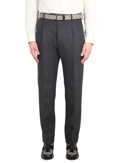 Gucci Cashmere Blend Trousers In Gray