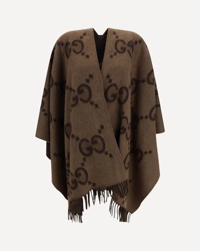 Gucci Cashmere Cape In Brown
