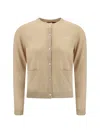 Gucci Luxe Ribbed Cashmere Cardigan Pockets In Neutral
