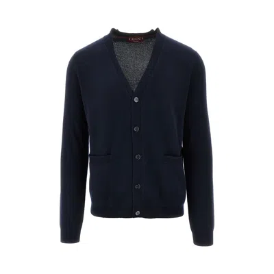 Gucci Cashmere Cardigan With V-neck And Pockets In Black