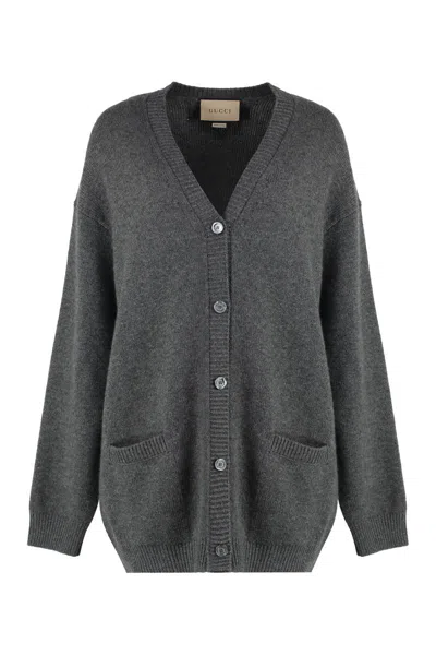 Gucci Cashmere Cardigan In Grey