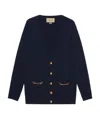 Gucci Cashmere Cardigan With Chain Detail In Blue
