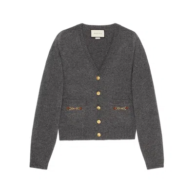 Gucci Cashmere Cardigan With Horsebit In Black