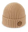 Gucci Wool Cashmere Hat With Double G In Beige