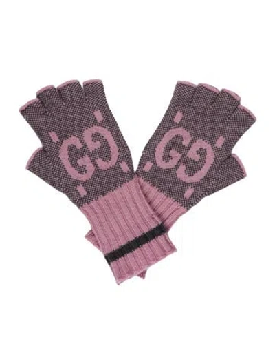 Pre-owned Gucci Cashmere Fingerless Gloves In Purple