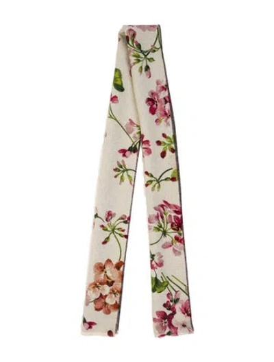 Pre-owned Gucci Cashmere Floral Print Scarf In Neutral