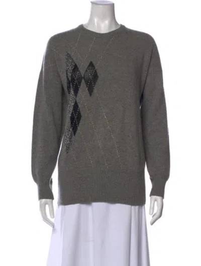 Pre-owned Gucci Cashmere Graphic Print Sweater In Gray