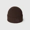 Gucci Cashmere Hat With Patch In Brown