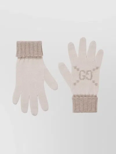 Gucci Cashmere Jacquard Knit Gloves In Neutral