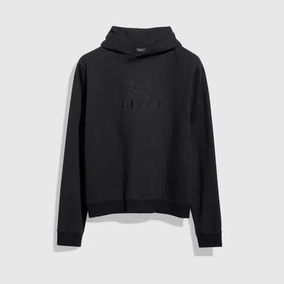 Gucci Cashmere Jersey Sweatshirt With Embroidery In Black