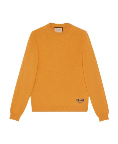 Gucci Cashmere-knit Horsebit Jumper In Orange