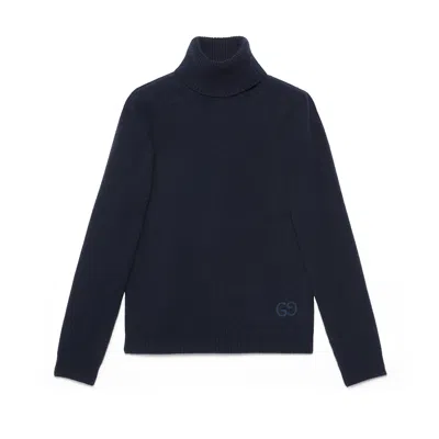 Gucci Cashmere Knit Turtleneck Sweater In Blue