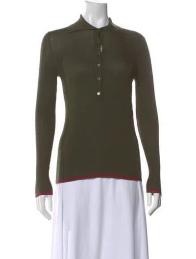 Pre-owned Gucci Cashmere Long Sleeve Polo In Green