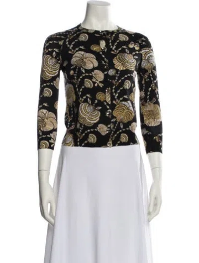Pre-owned Gucci Cashmere Printed Sweater In Black