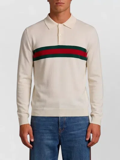 Gucci Cashmere Regular-fit Long-sleeve Polo Shirt In Neutral