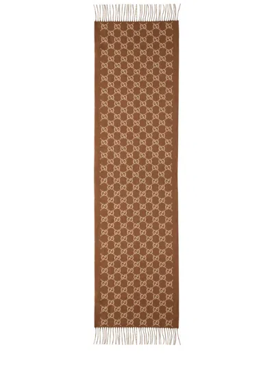 Gucci Cashmere Scarf In Brown