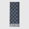 Gucci Gg Blue Cashmere Scarf In Blue