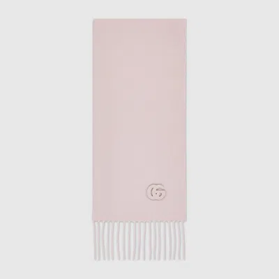 Gucci Cashmere Scarf With Patch In Pink
