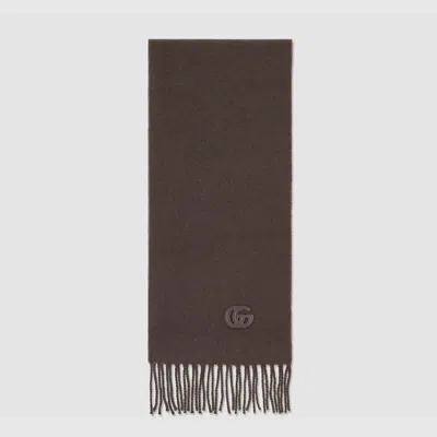 Gucci Cashmere Scarf With Patch In Sand