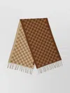 Gucci Cashmere Shawl Fringed Edges In Brown