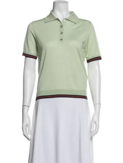 Pre-owned Gucci Cashmere Short Sleeve Polo W/ Tags In Green
