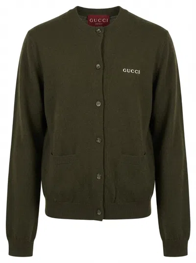 Gucci Cashmere Silk Cardigan In Green