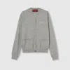 Gucci Grey Cardigan With Round Neck And Logo Lettering Embroidery On The Front In Cashmere And Silk Woman In Gray