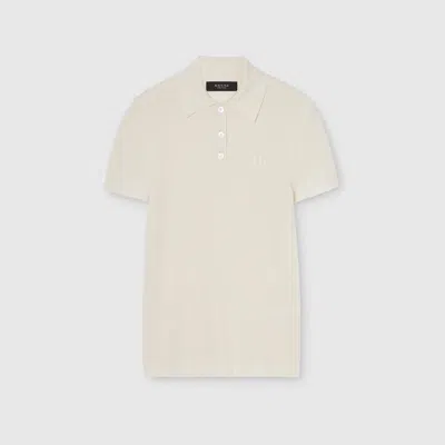 Gucci Cashmere Silk Polo Shirt With Embroidery In Neutral
