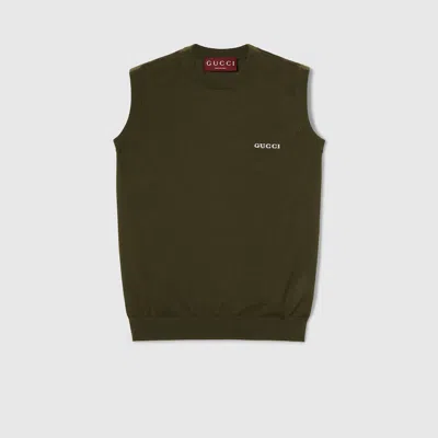 Gucci Cashmere Silk Sleeveless Top In Green