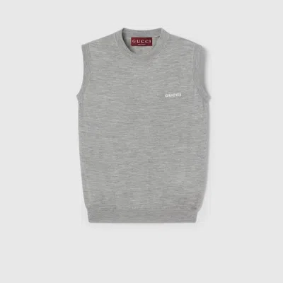 Gucci Cashmere Silk Sleeveless Top In Grey
