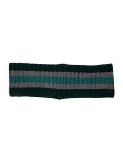 Pre-owned Gucci Cashmere Striped Infinity Scarf In Green