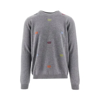 Gucci Men Multicolor Logo Cashmere Sweater In Animal Print