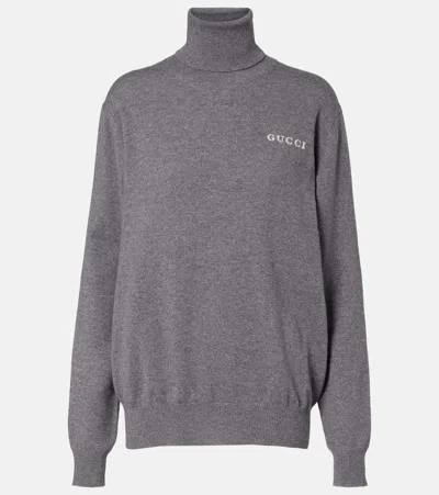 Gucci Cashmere Turtleneck Sweater In Gray