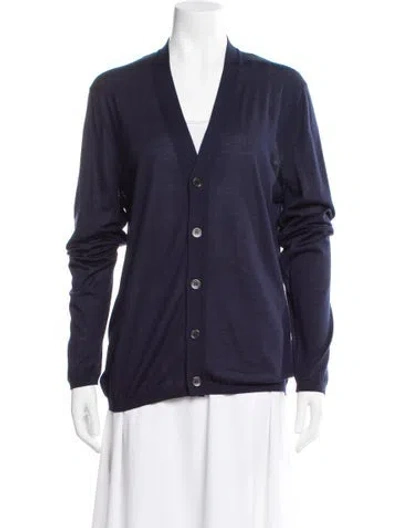 Pre-owned Gucci Cashmere V-neck Sweater In Blue