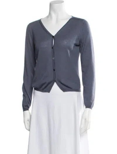 Pre-owned Gucci Cashmere V-neck Sweater In Blue